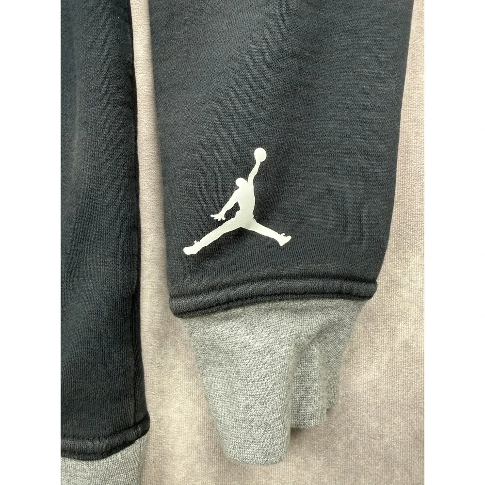 Jordan Brand Mens Small Black Gray Graphic Fleece Pullover Hoodie Jumpman Logo